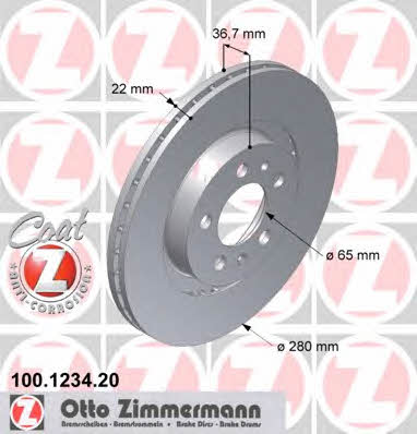 Otto Zimmermann 100.1234.20 Front brake disc ventilated 100123420