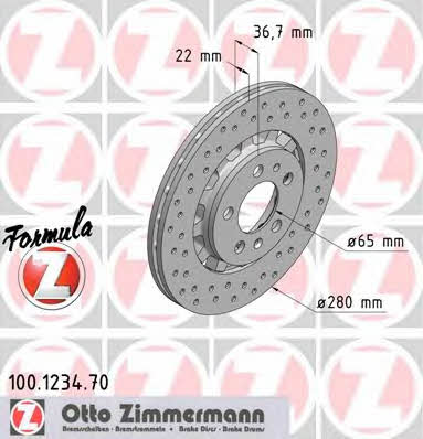 Otto Zimmermann 100.1234.70 Front brake disc ventilated 100123470