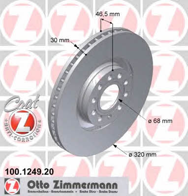 Otto Zimmermann 100.1249.20 Front brake disc ventilated 100124920