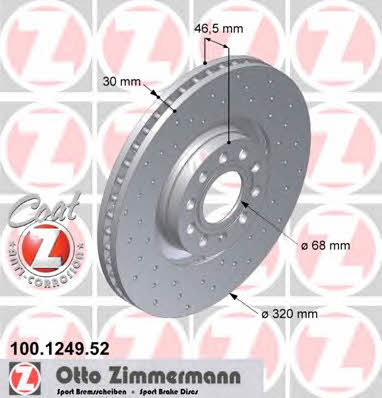 Otto Zimmermann 100.1249.52 Front brake disc ventilated 100124952