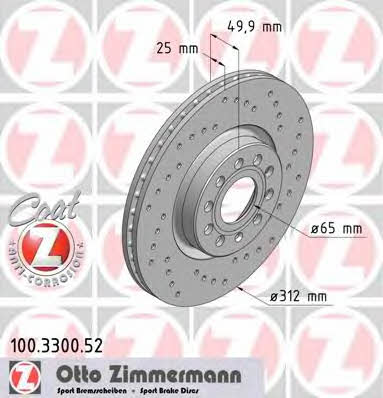 Otto Zimmermann 100.3300.52 Front brake disc ventilated 100330052