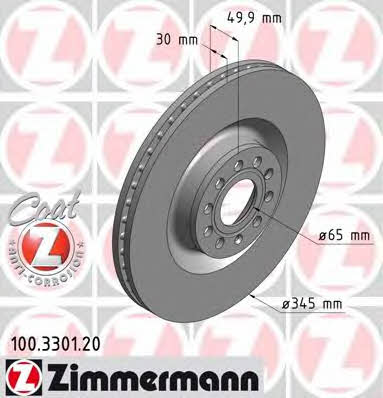 Front vented brake disc Otto Zimmermann 100.3301.20