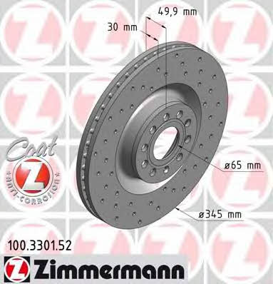 Otto Zimmermann 100.3301.52 Front brake disc ventilated 100330152