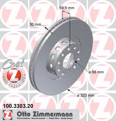 Front vented brake disc Otto Zimmermann 100.3303.20