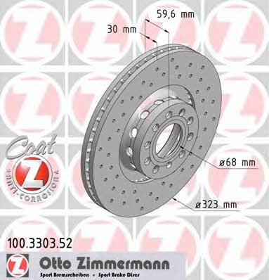 Otto Zimmermann 100.3303.52 Front brake disc ventilated 100330352