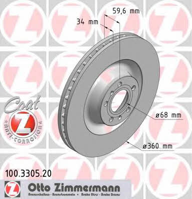 Otto Zimmermann 100.3305.20 Front brake disc ventilated 100330520