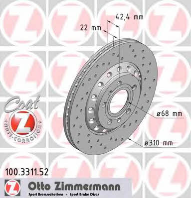 Otto Zimmermann 100.3311.52 Brake disc 100331152
