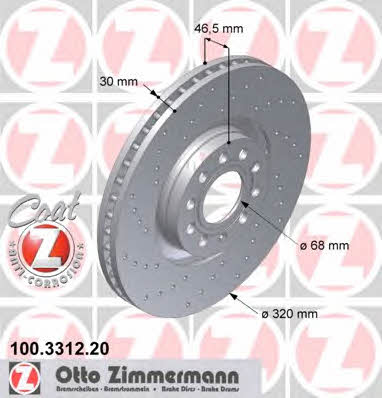 Otto Zimmermann 100.3312.20 Brake disc 100331220
