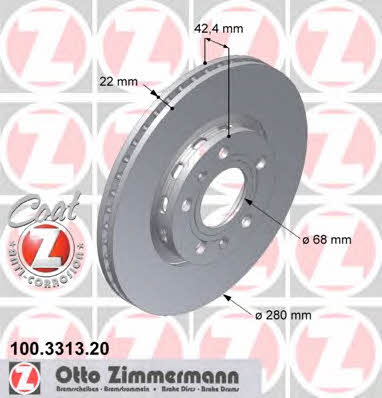 Otto Zimmermann 100.3313.20 Rear ventilated brake disc 100331320