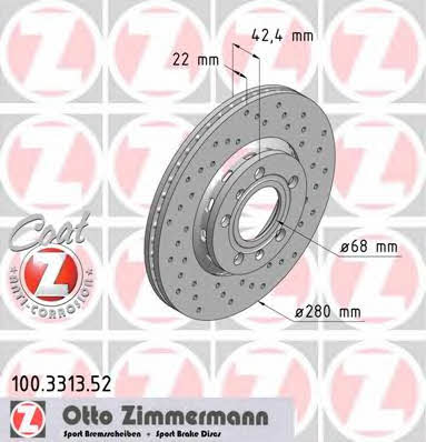 Otto Zimmermann 100.3313.52 Brake disc 100331352