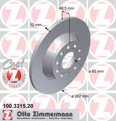 Rear solid brake disc Otto Zimmermann 100.3315.20
