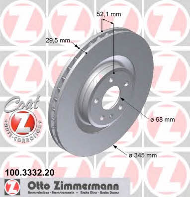 Otto Zimmermann 100.3332.20 Front brake disc ventilated 100333220