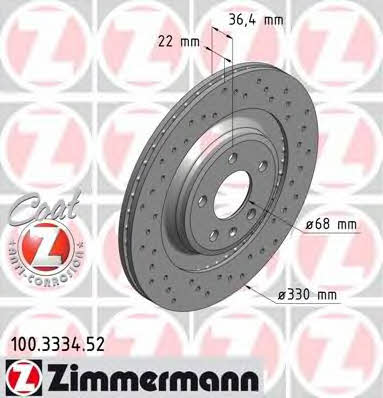 Otto Zimmermann 100.3334.52 Rear ventilated brake disc 100333452