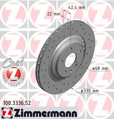 Otto Zimmermann 100.3336.52 Rear ventilated brake disc 100333652