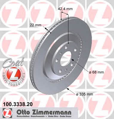 Otto Zimmermann 100.3338.20 Rear ventilated brake disc 100333820