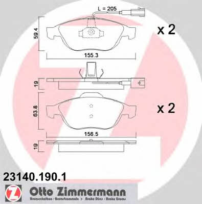 Otto Zimmermann 23140.190.1 Brake Pad Set, disc brake 231401901