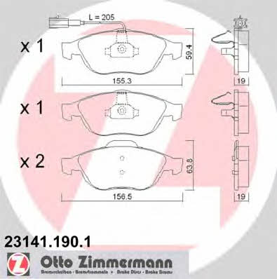 Otto Zimmermann 23141.190.1 Brake Pad Set, disc brake 231411901