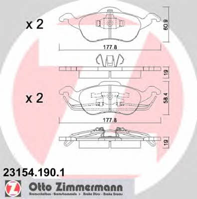 Otto Zimmermann 23154.190.1 Brake Pad Set, disc brake 231541901