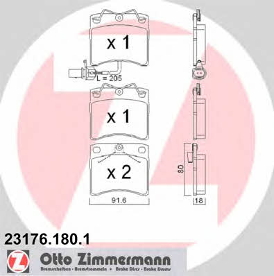 Otto Zimmermann 23176.180.1 Brake Pad Set, disc brake 231761801