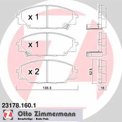 Otto Zimmermann 23178.160.1 Brake Pad Set, disc brake 231781601