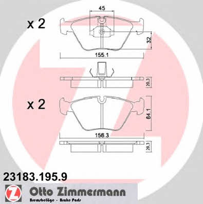 Otto Zimmermann 23183.195.9 Brake Pad Set, disc brake 231831959