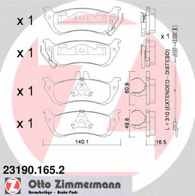 Otto Zimmermann 23190.165.2 Brake Pad Set, disc brake 231901652