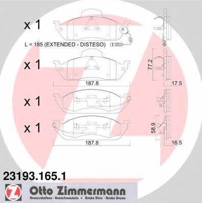 Otto Zimmermann 23193.165.1 Brake Pad Set, disc brake 231931651
