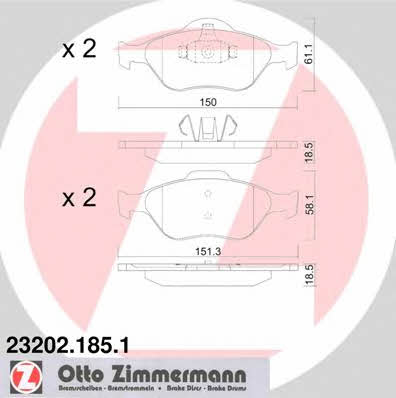 Otto Zimmermann 23202.185.1 Brake Pad Set, disc brake 232021851
