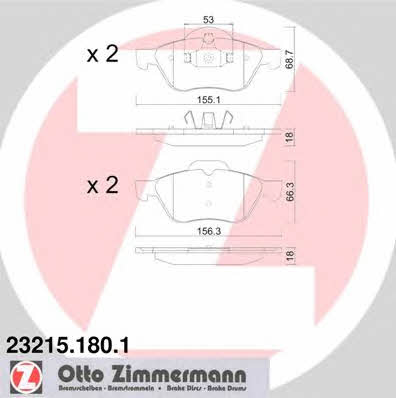 Otto Zimmermann 23215.180.1 Brake Pad Set, disc brake 232151801