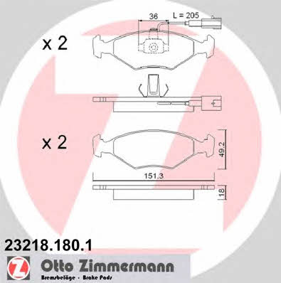 Otto Zimmermann 23218.180.1 Brake Pad Set, disc brake 232181801