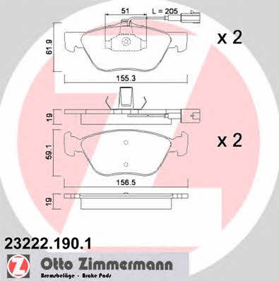 Otto Zimmermann 23222.190.1 Brake Pad Set, disc brake 232221901