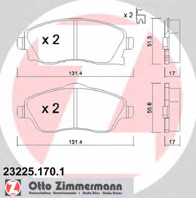 Otto Zimmermann 23225.170.1 Brake Pad Set, disc brake 232251701