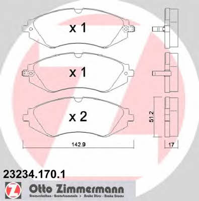 Otto Zimmermann 23234.170.1 Brake Pad Set, disc brake 232341701