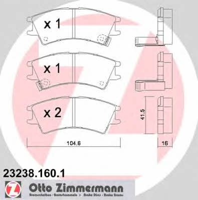 Otto Zimmermann 23238.160.1 Brake Pad Set, disc brake 232381601