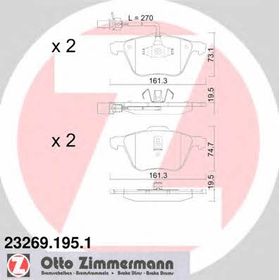 Otto Zimmermann 23269.195.1 Brake Pad Set, disc brake 232691951