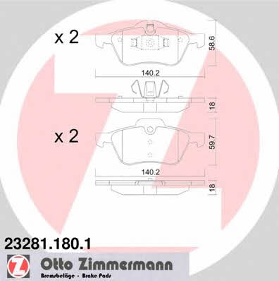 Otto Zimmermann 23281.180.1 Brake Pad Set, disc brake 232811801
