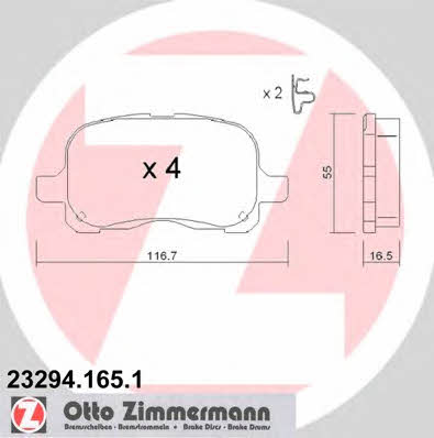 Otto Zimmermann 23294.165.1 Brake Pad Set, disc brake 232941651