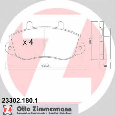 Otto Zimmermann 23302.180.1 Brake Pad Set, disc brake 233021801