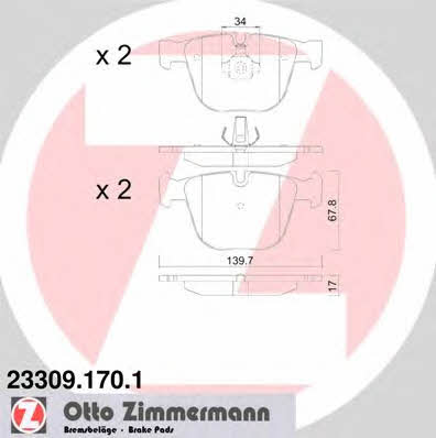 Otto Zimmermann 23309.170.1 Brake Pad Set, disc brake 233091701