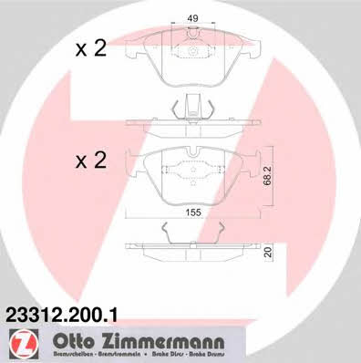Otto Zimmermann 23312.200.1 Brake Pad Set, disc brake 233122001