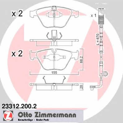 Otto Zimmermann 23312.200.2 Brake Pad Set, disc brake 233122002