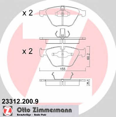Otto Zimmermann 23312.200.9 Brake Pad Set, disc brake 233122009