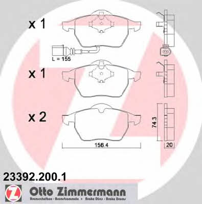 Otto Zimmermann 23392.200.1 Brake Pad Set, disc brake 233922001