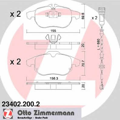 Otto Zimmermann 23402.200.2 Brake Pad Set, disc brake 234022002