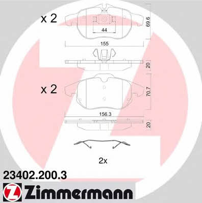 Otto Zimmermann 23402.200.3 Brake Pad Set, disc brake 234022003