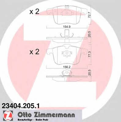 Otto Zimmermann 23404.205.1 Brake Pad Set, disc brake 234042051