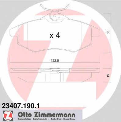 Otto Zimmermann 23407.190.1 Brake Pad Set, disc brake 234071901