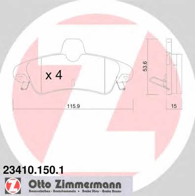 Otto Zimmermann 23410.150.1 Brake Pad Set, disc brake 234101501