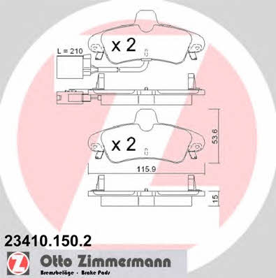 Otto Zimmermann 23410.150.2 Brake Pad Set, disc brake 234101502