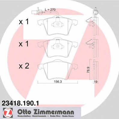 Otto Zimmermann 23418.190.1 Brake Pad Set, disc brake 234181901